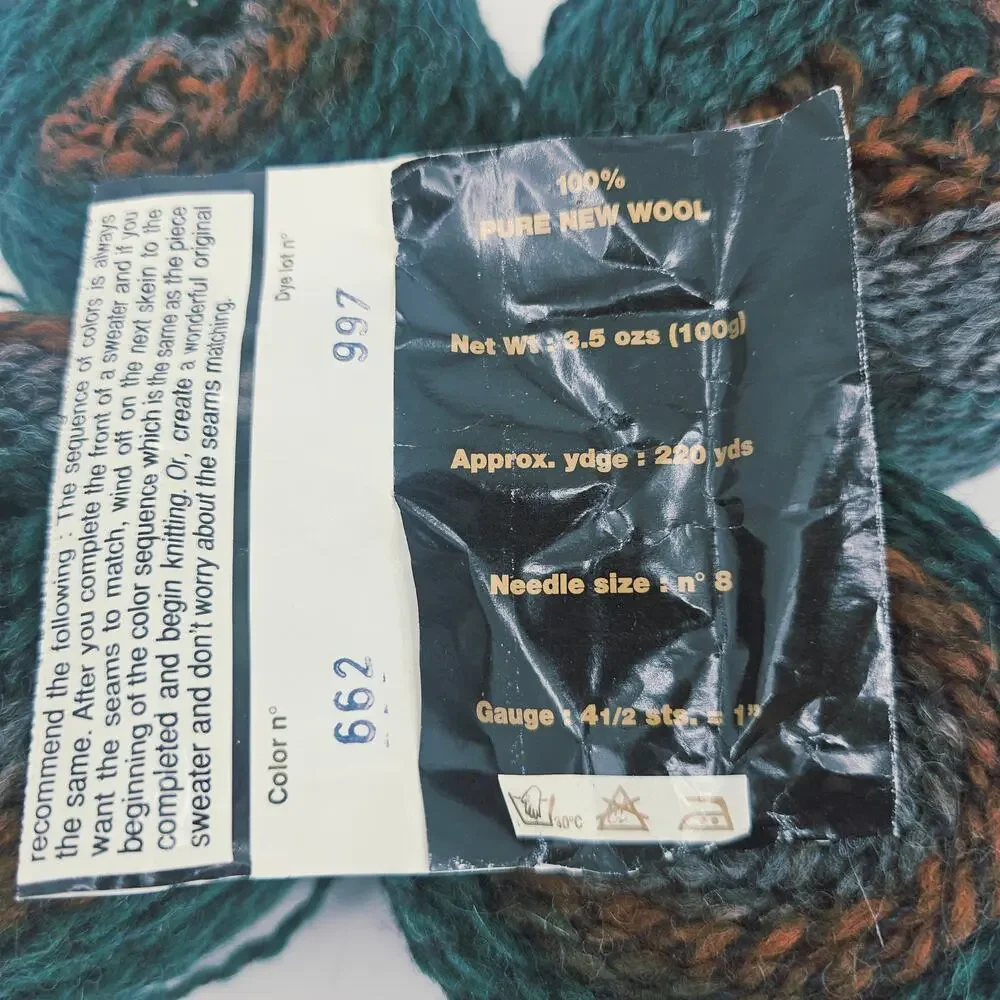 4 Tahki Imports Ambrosia Slim yarn #662 dark green brown Pure New Wool France